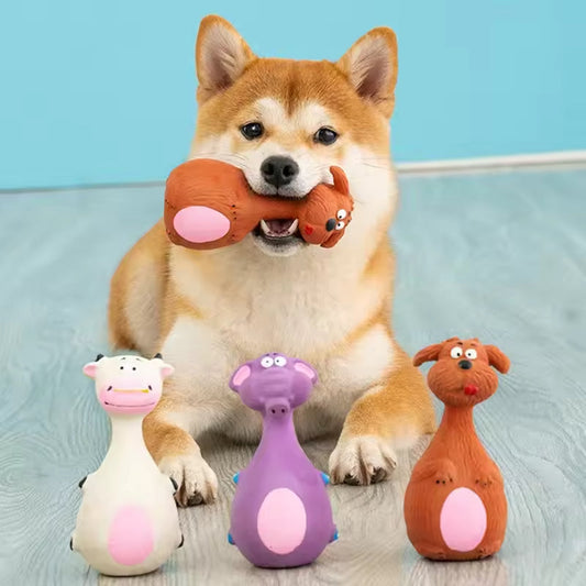4-Pack Latex Dog Chew Toys with Squeaker