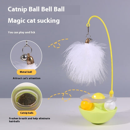 Kitten Play Toy – Wobble Feeder with Teasing Feather Wand - Raifaonline