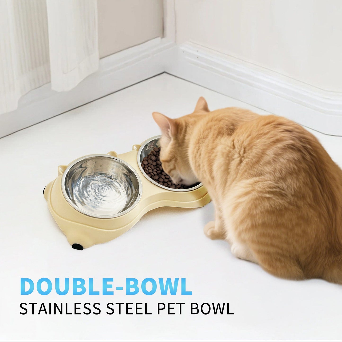 Double Stainless Steel Pet Bowls with Non-Slip Base