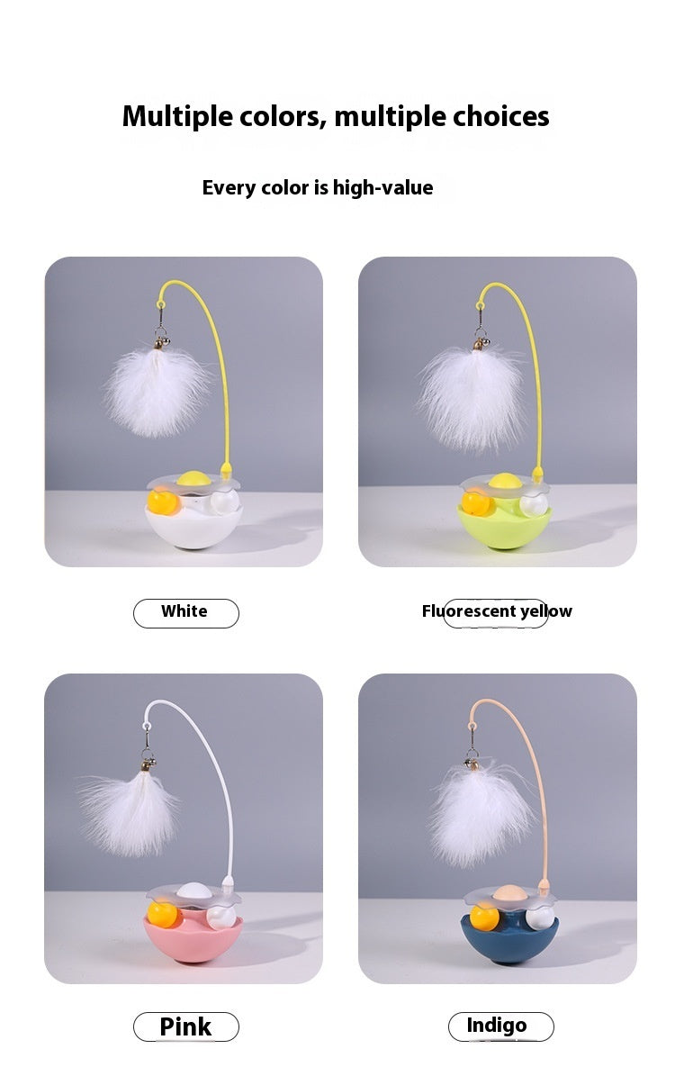Kitten Play Toy – Wobble Feeder with Teasing Feather Wand