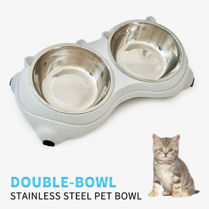 Double Stainless Steel Pet Bowls with Non-Slip Base
