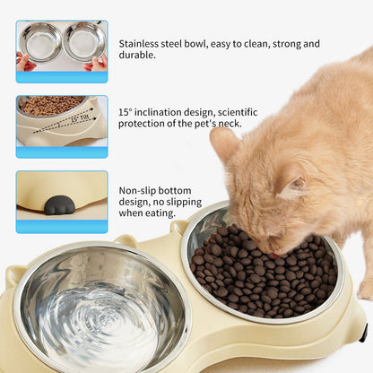 Double Stainless Steel Pet Bowls with Non-Slip Base