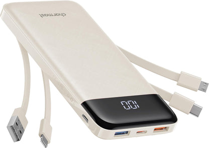 10000mAh charmast Portable Charger with Built in Cables