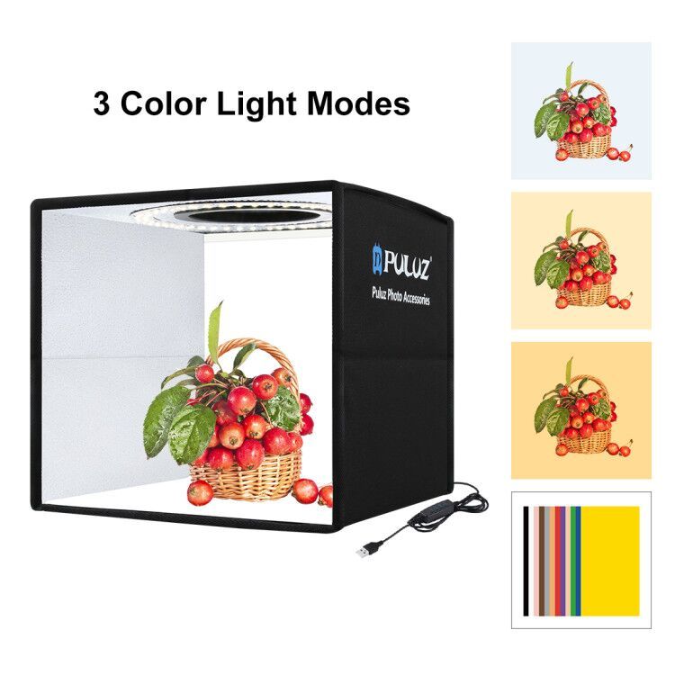 PULUZ 25cm Folding Portable High 97 CRI Ring Light Photo Lighting Studio Set