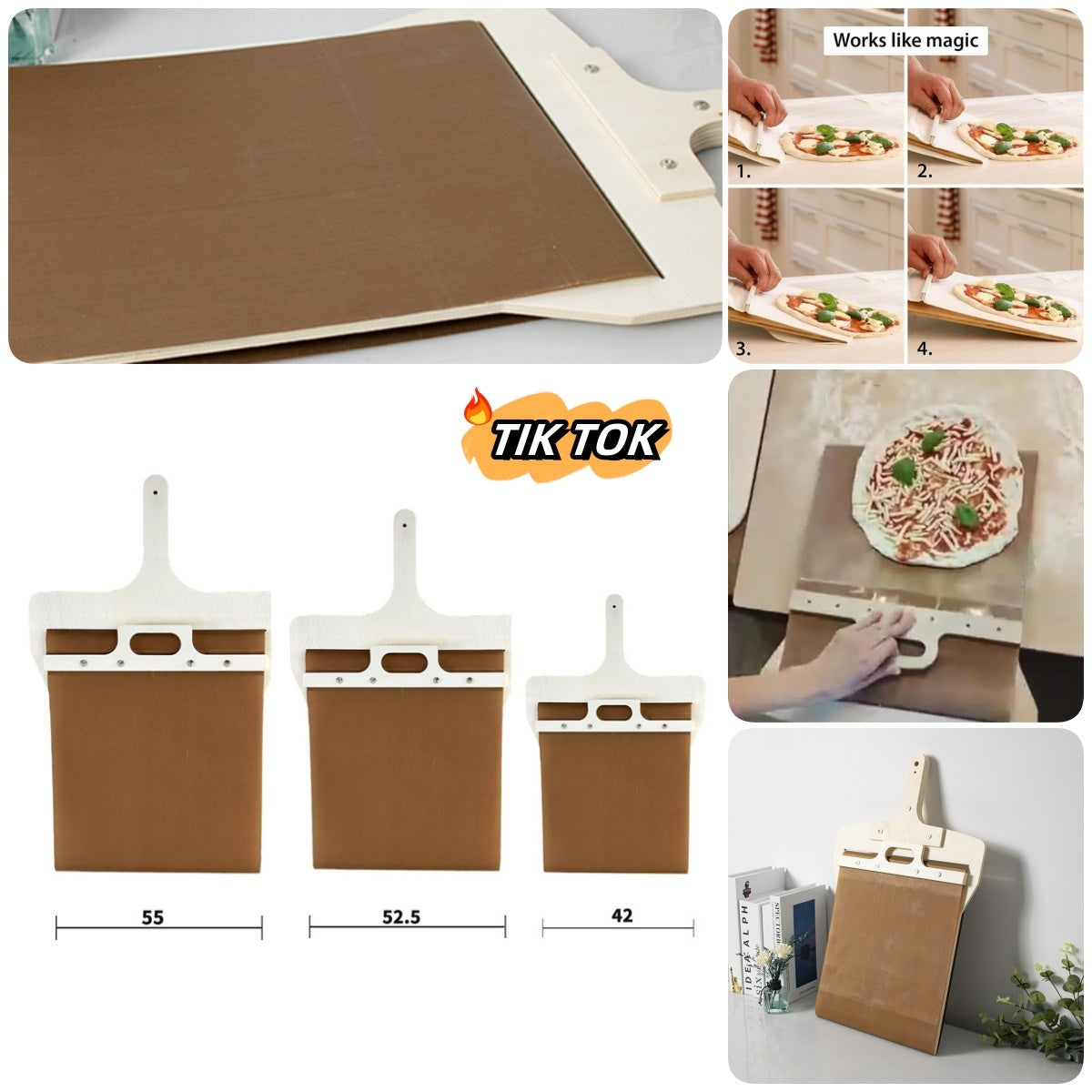 3 Sizes Sliding Pizza Peel Shovel Storage Board