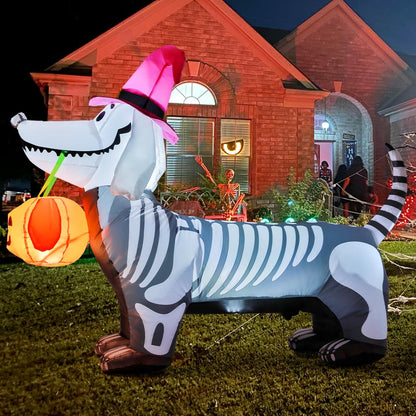 GOOSH 5.5FT Halloween Inflatable Skeleton Puppy
