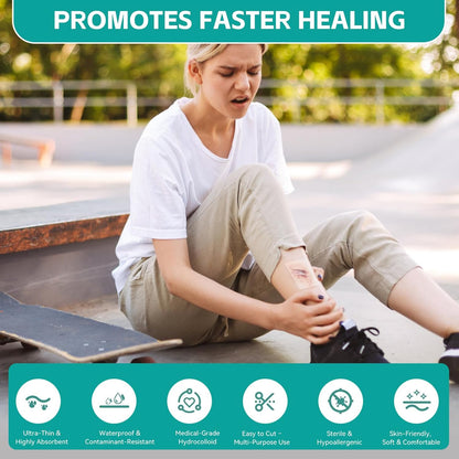 Upadated Hydrocolloid Bandages,2in*5ft Hydrocolloid Roll for Wound Care,Medical-Grade Hydrocolloid Patch Bandages with Self-Adhesive, Flexible & Waterproof DIY Size & Shape (2in*5ft)