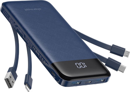10000mAh charmast Portable Charger with Built in Cables