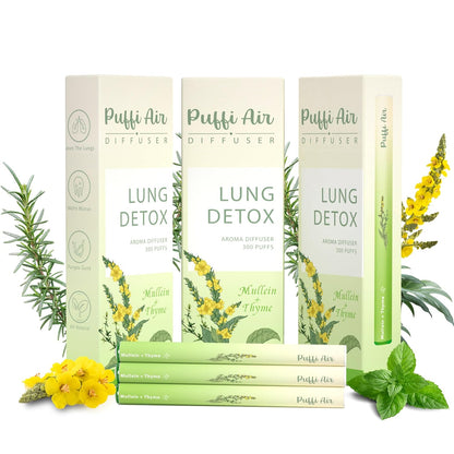 Herbal Diffuser Pen with Extracts of Mullein, Thyme and Mint for Lung Cleansing, Breathing Improvement, Oral Air Freshening and Quitting Bad Habit - 300 Uses