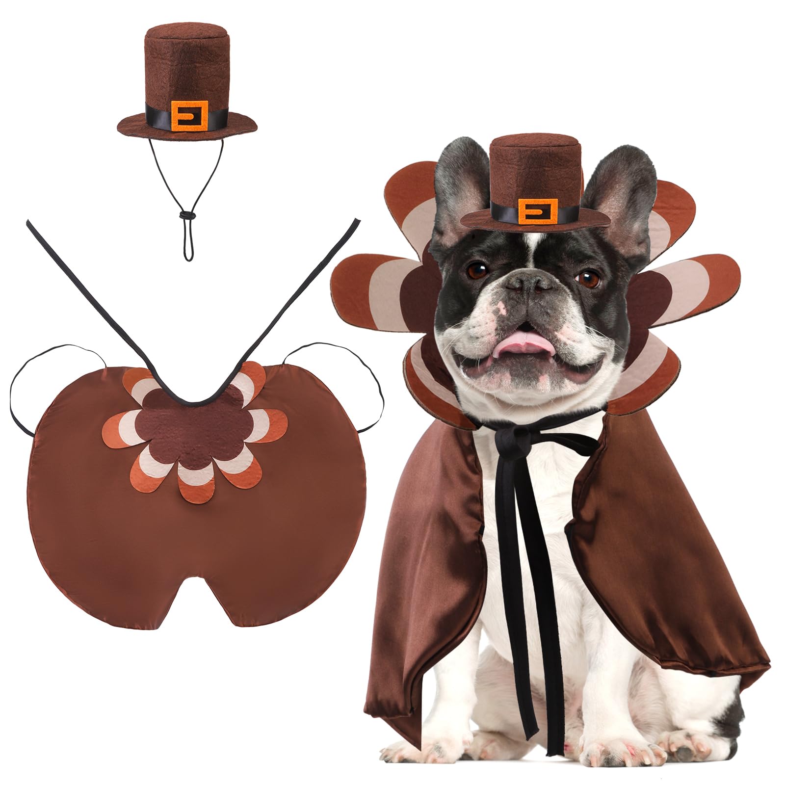 Pumpkin Cape & Hat Set for Small to Large Pets, Funny Holiday