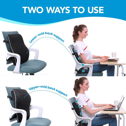Lumbar Support Pillow for Office Chair With Mesh Cover Double Adjustable Straps