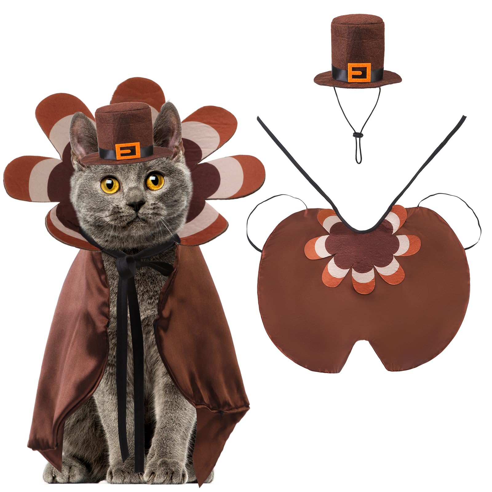 Pumpkin Cape & Hat Set for Small to Large Pets, Funny Holiday