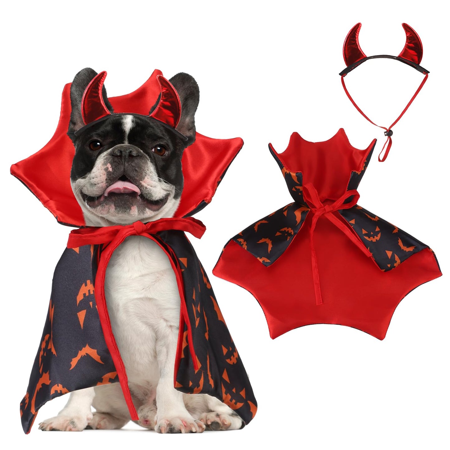 Pumpkin Cape & Hat Set for Small to Large Pets, Funny Holiday