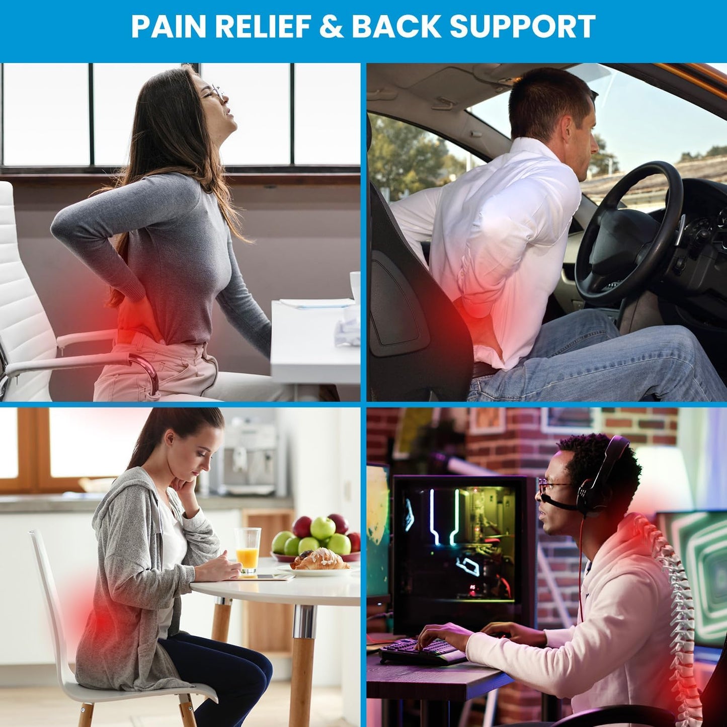 Lumbar Support Pillow for Office Chair With Mesh Cover Double Adjustable Straps