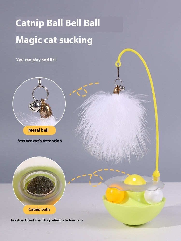 Kitten Play Toy – Wobble Feeder with Teasing Feather Wand