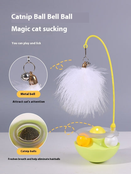 Kitten Play Toy – Wobble Feeder with Teasing Feather Wand - Raifaonline