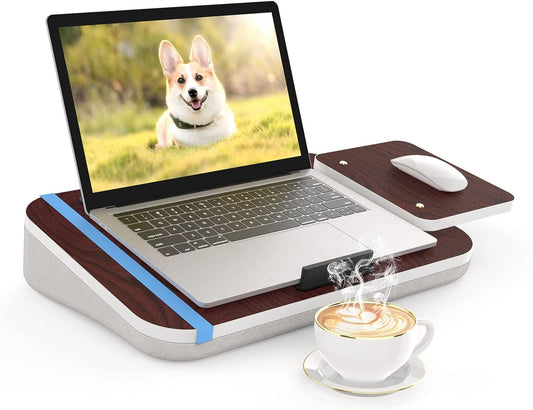 Lap Desk With Cushion, Tablet Holder And Detachable Mouse Tray, - Raifaonline