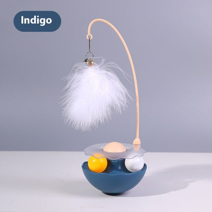 Kitten Play Toy – Wobble Feeder with Teasing Feather Wand - Raifaonline