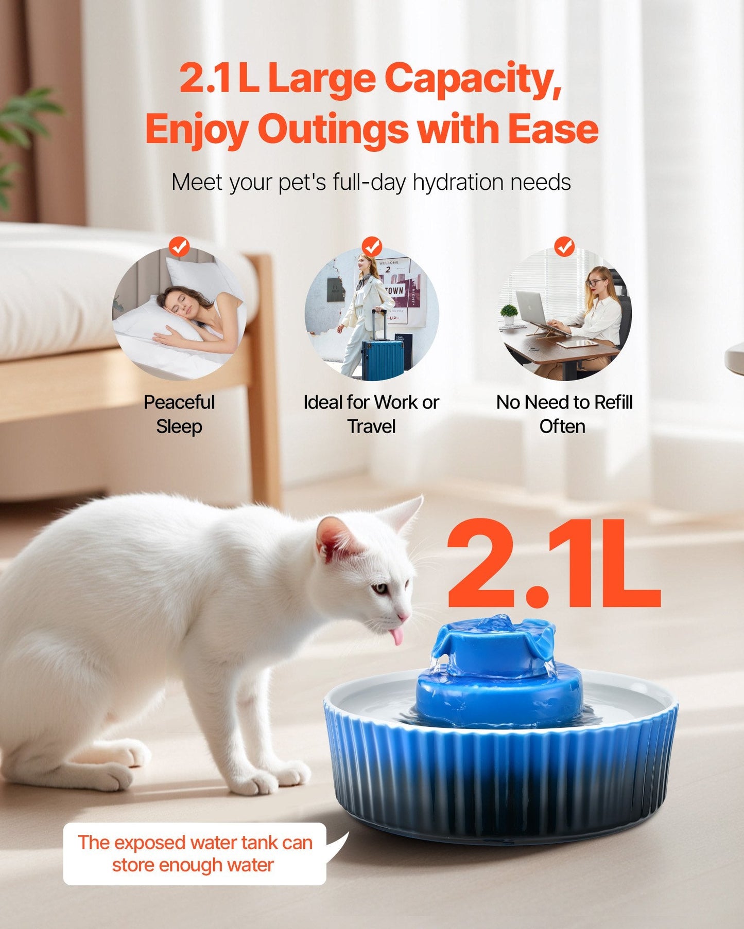 Ceramic Cupcake Pet Water Fountain – 2.1L for Cats & Dogs