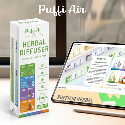 4-in-1 Wellness Herbal Diffuser Bundle | Natural Plant-Based Portable Aromatherapy for Energy, Sleep, Liver & Lung Support | 600 Uses Per Stick, Pocket-Sized Design