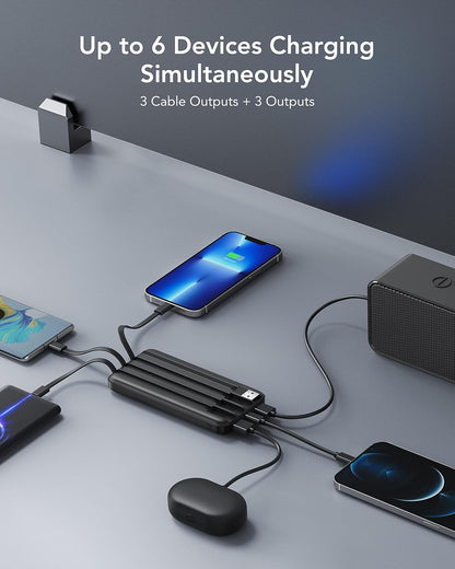 10000mAh charmast Portable Charger with Built in Cables