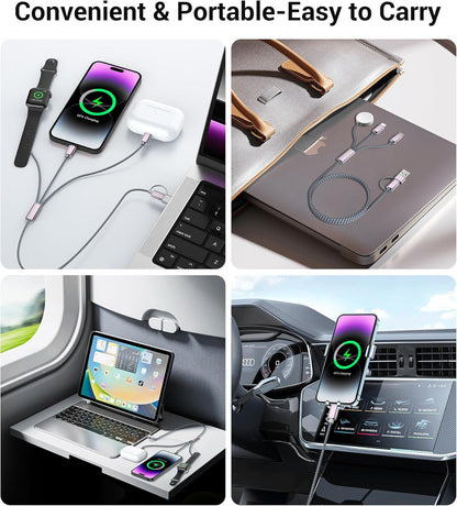 Temdan for Travel Essentials,3 in 2 USB C Cable for Apple Watch Charger