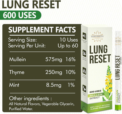 Lung Detox Mullein Diffuser Pen | Natural Mullein Leaf | Lung Health & Detox | Herbal Mullein Diffuser Pen 600 Uses