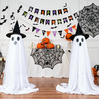 2-Pack Halloween Ghost Decorations with Remote-Controlled String Lights