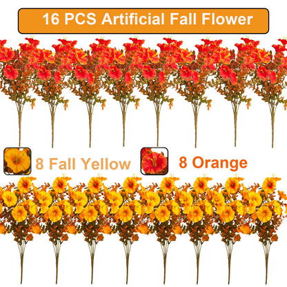 Grunyia 16 PCS Outdoor Fall Artificial Flower