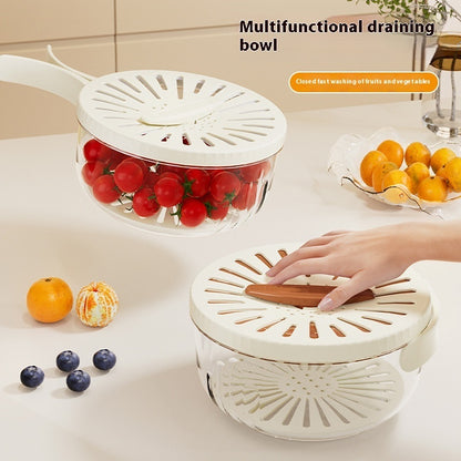 Multifunctional Washing Bowl – Foldable Drain Basket with Lid - Raifaonline