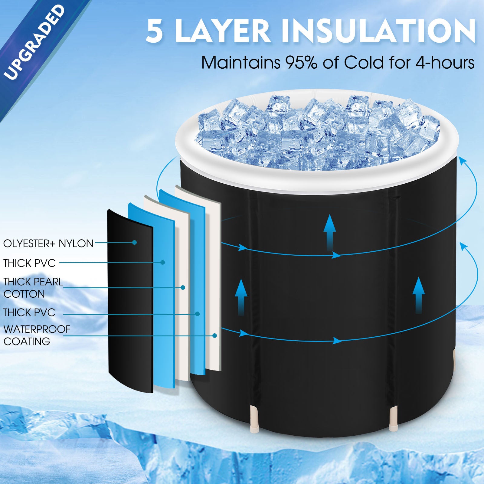 Foldable Ice Tub for Cold Water Therapy and Fitness Recovery