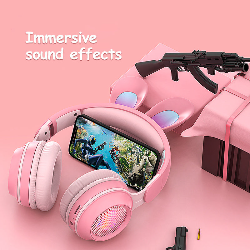 Rabbit Ear  Wireless Luminous Extendable Wheat Headphones - Raifaonline