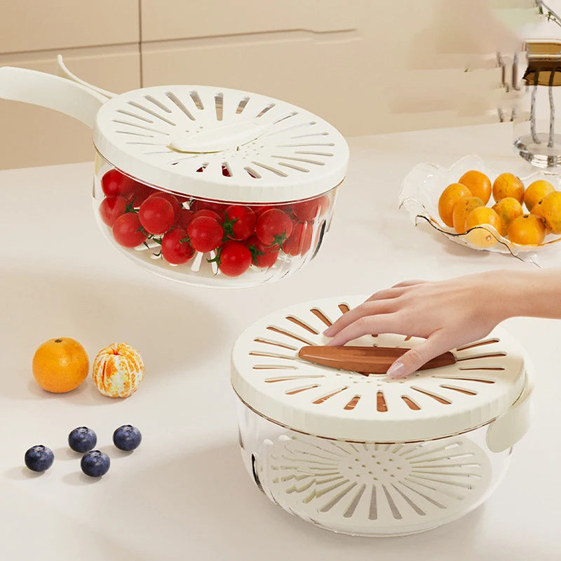 Multifunctional Washing Bowl – Foldable Drain Basket with Lid