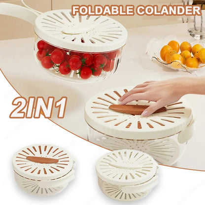 Multifunctional Washing Bowl – Foldable Drain Basket with Lid - Raifaonline