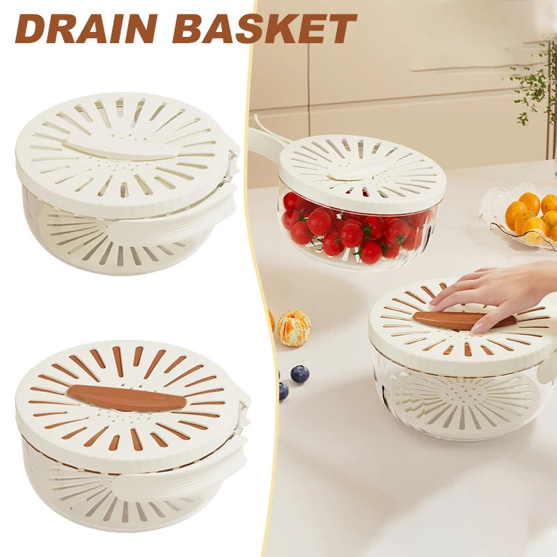 Multifunctional Washing Bowl – Foldable Drain Basket with Lid