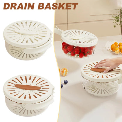 Multifunctional Washing Bowl – Foldable Drain Basket with Lid - Raifaonline