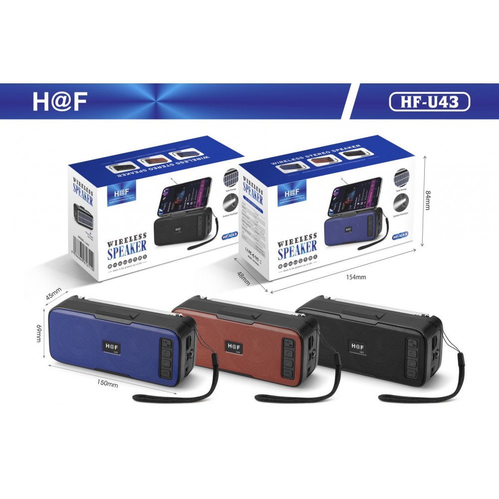 Portable Bluetooth Speaker with Solar Charging and Outdoor Light