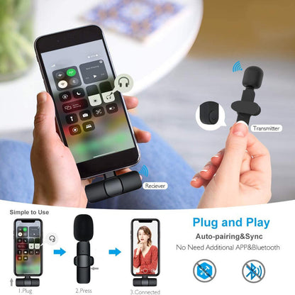 Wireless Lavalier Microphone Portable Audio Video Recording Mini Mic - Raifaonline