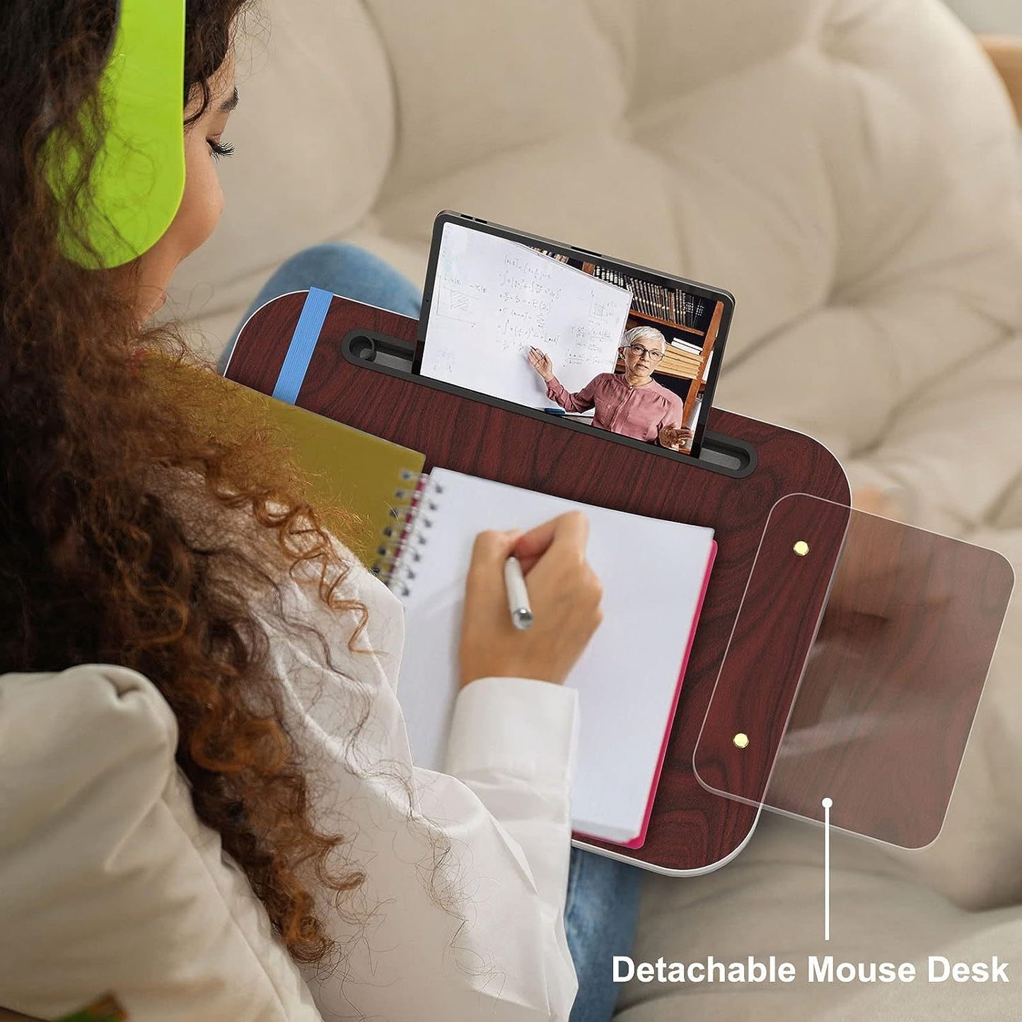 Lap Desk With Cushion, Tablet Holder And Detachable Mouse Tray, - Raifaonline