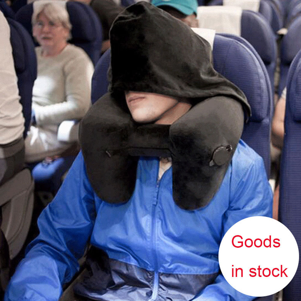 Inflatable Travel Pillow with Hood for Neck Support - Raifaonline