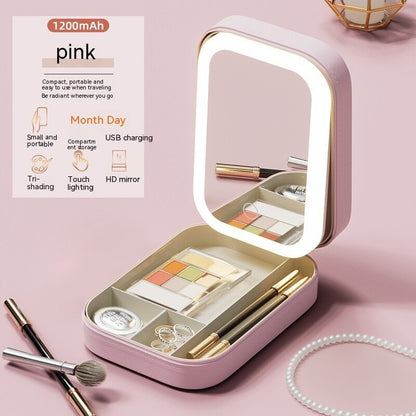 Makeup Storage Box With LED Light Mirror - Raifaonline