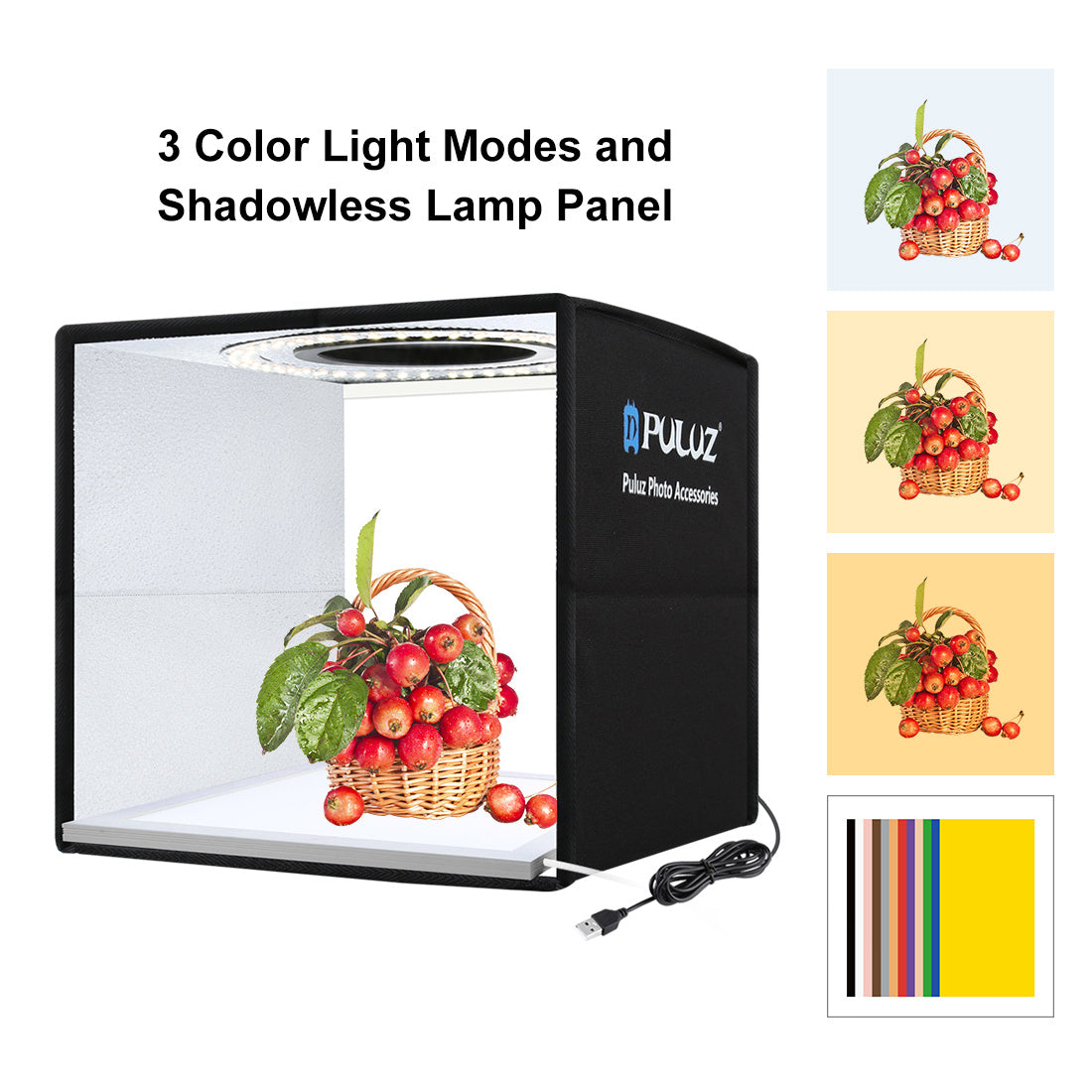 PULUZ 25cm Folding Portable High 97 CRI Ring Light Photo Lighting Studio Set