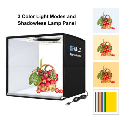 PULUZ 25cm Folding Portable High 97 CRI Ring Light Photo Lighting Studio Set
