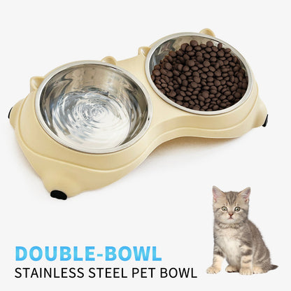 Double Stainless Steel Pet Bowls with Non-Slip Base
